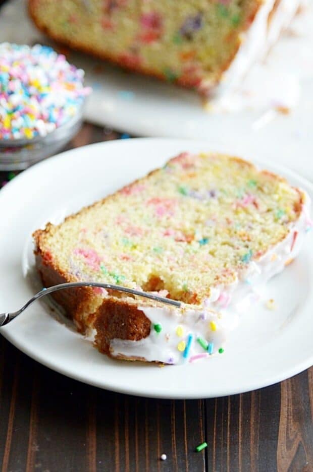 This banana bread is perfect for a special birthday breakfast or just a fun way to use up those old bananas! Incredibly moist, easy to make, and so much fun.