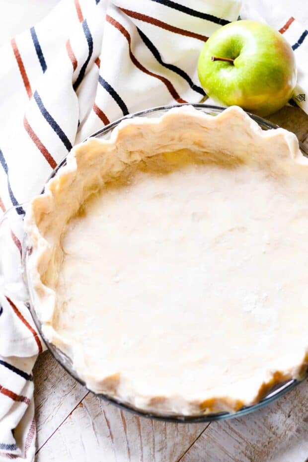 Apple pie crust in bowl