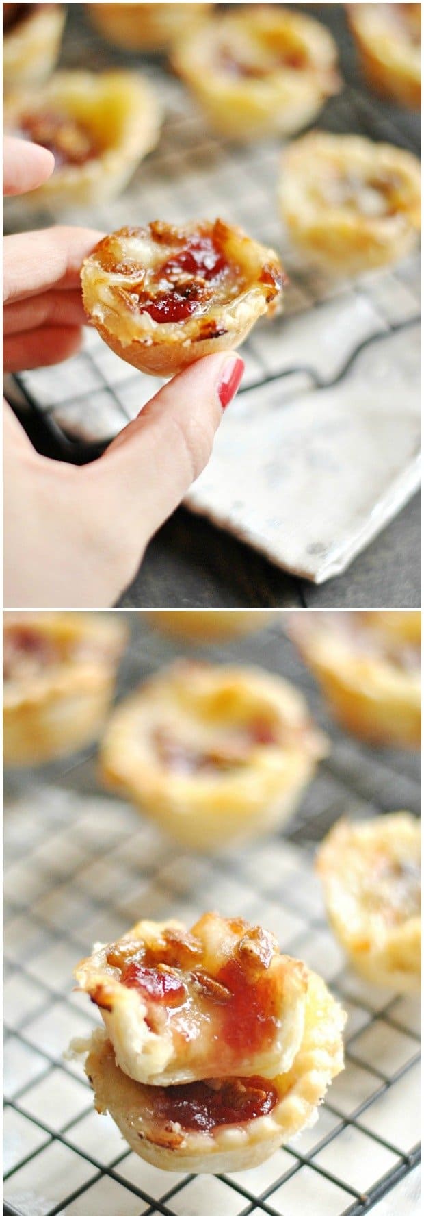 Cranberry Brie Mini Pies are the perfect little holiday bite for entertaining! So easy to pull off and delicious too.