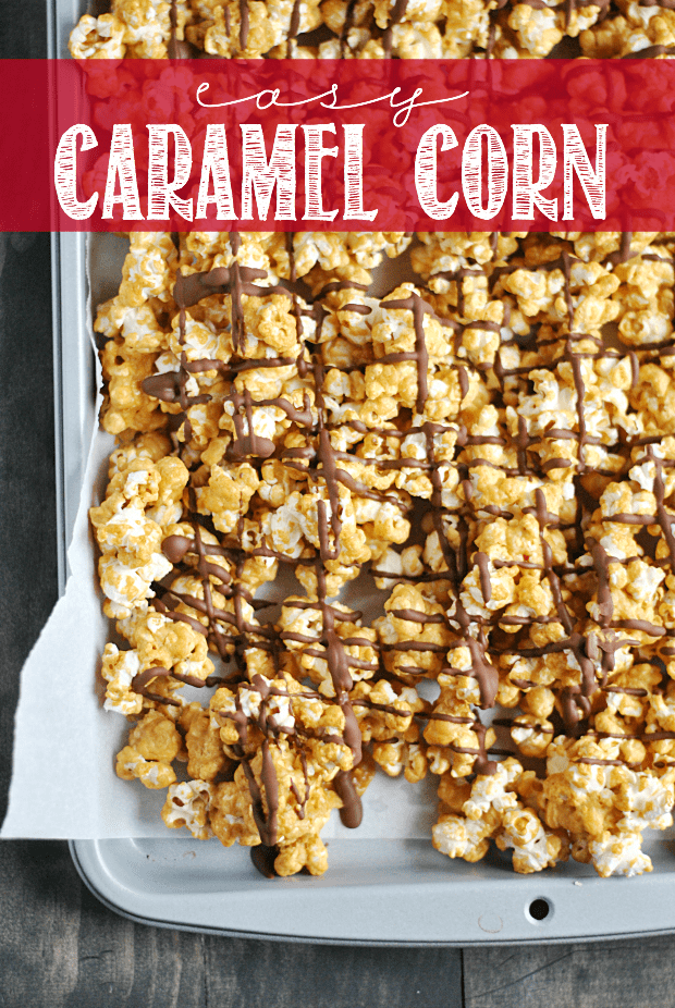 This caramel corn is so easy to make and is perfect for packaging and giving as a homemade gift!