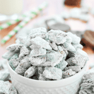 Thin Mint Muddy Buddies | www.somethingswanky.com #3weeksofGScookies