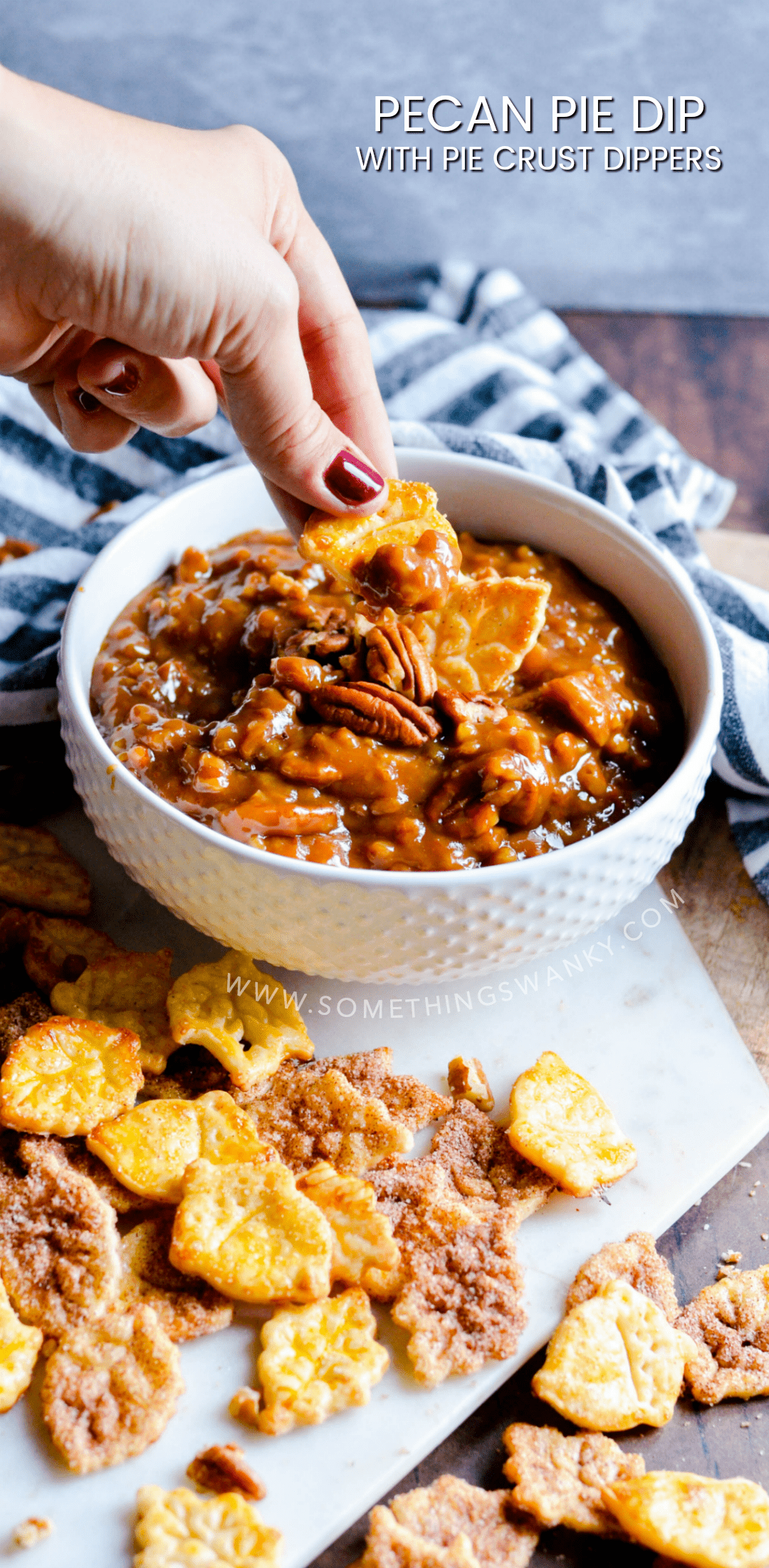 Get your pie in a fraction of the time when you make this Pecan Pie Dip! A delicious stovetop version of Thanksgiving's iconic pie served as a dip with pie crust dippers.