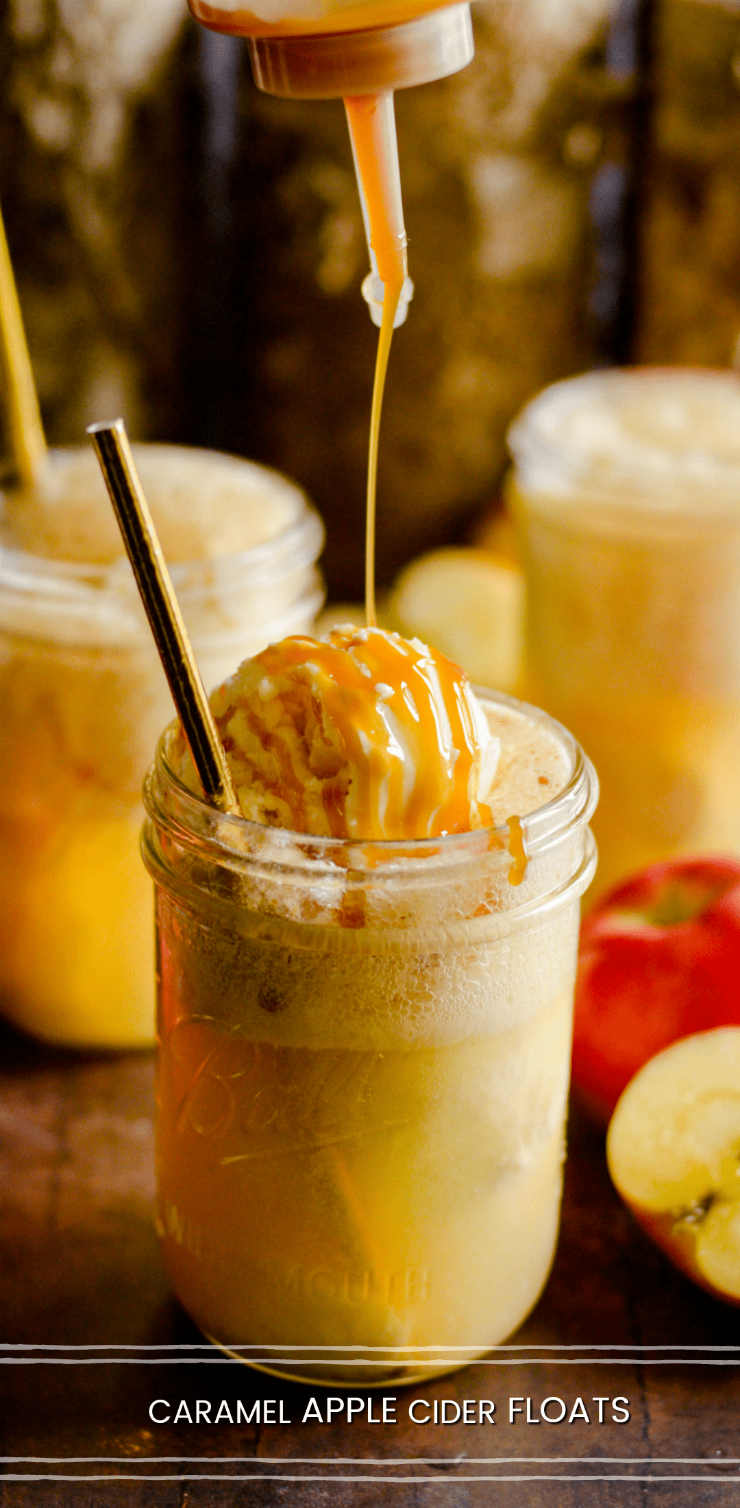 These sparkling Caramel Apple Cider Floats are the perfect treat for the transition from Summer to Fall. Easy to make for the whole family, you'll love sipping these on those not-quite-chilly-yet Fall days!