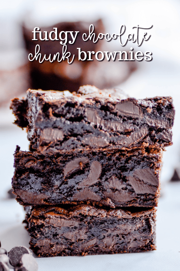 Super thick and fudgy chocolate chunk brownies.
